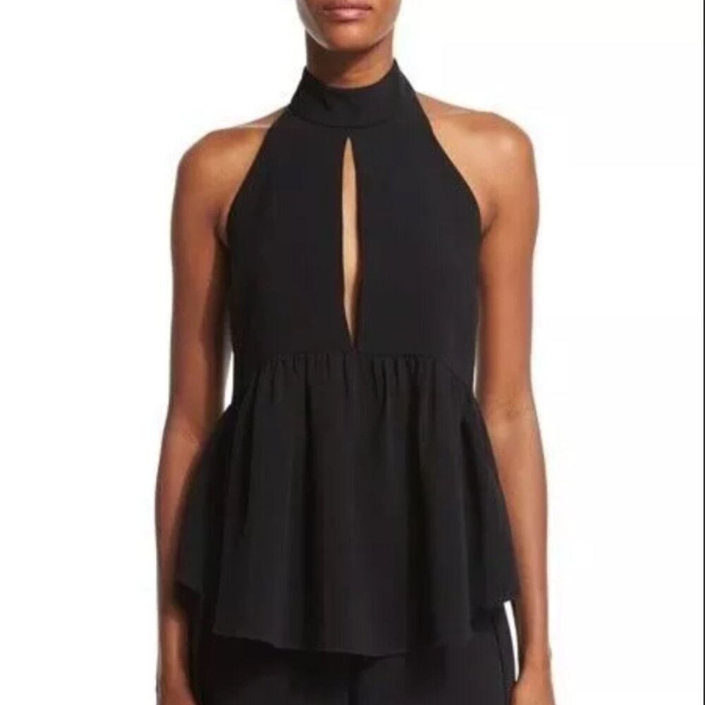 Elizabeth + James XS Black Cutout Halter Top - NWT